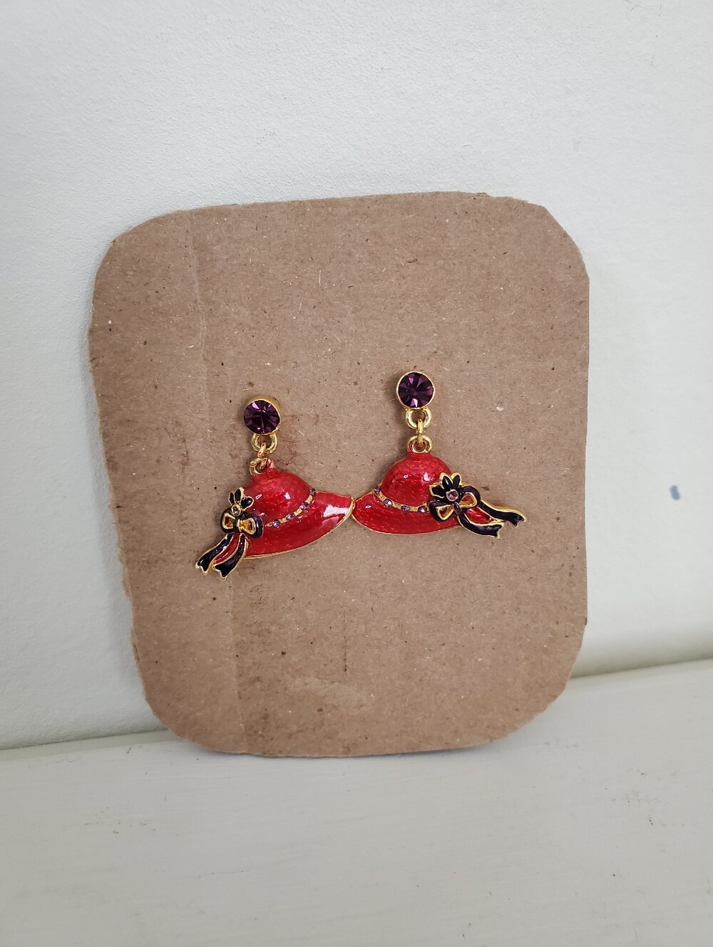 Red Hat Ladies Dangle Earrings